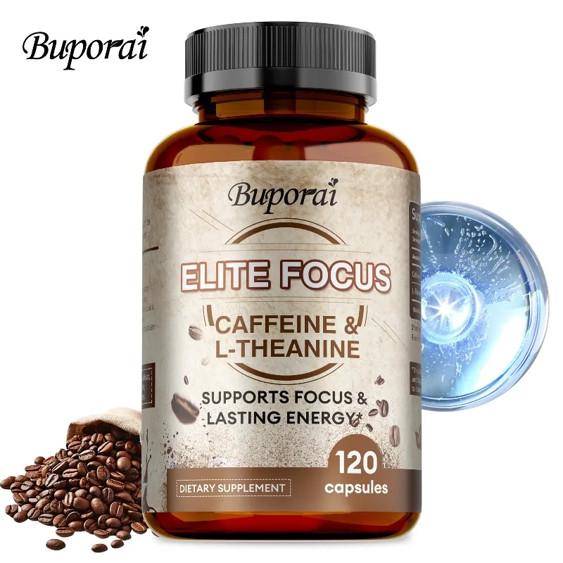 Elite Caffeine with L-Theanine Supplements - Natural Cleansing, Boosts Endurance, Reduces Anxiety, Improves Cognition