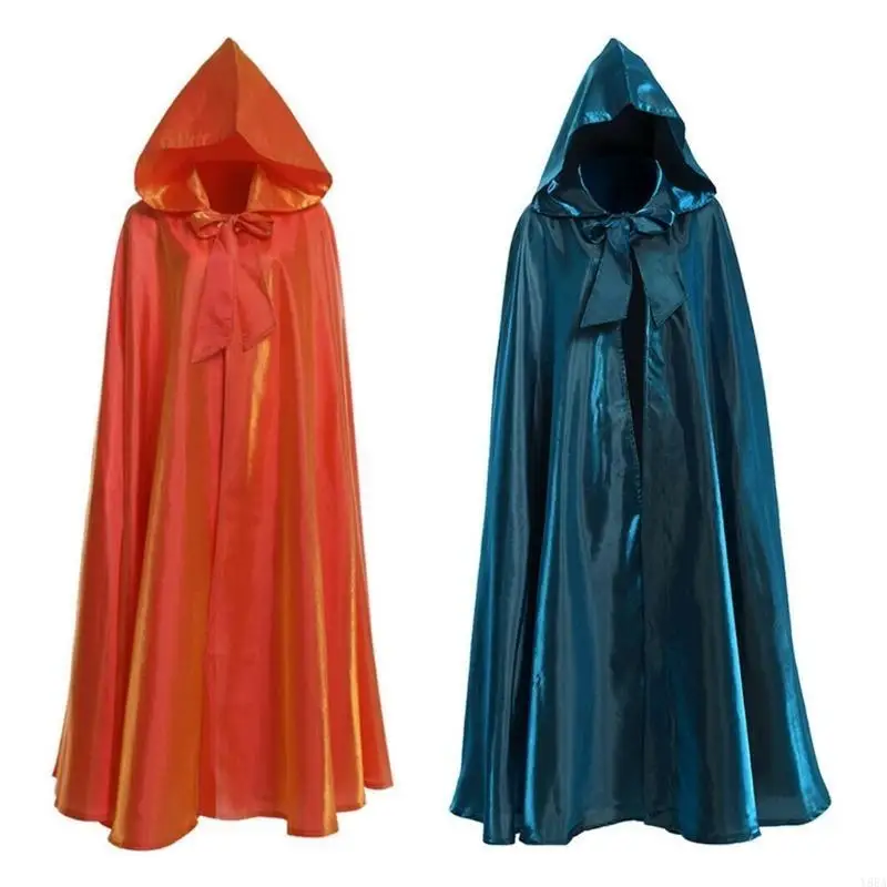Y88a dành cho người lớn trẻ mũ trùm đầu lễ Giáng sinh Halloween Halloween Tie Up Bowknot Solid Color Long Robe Party Vai trò
