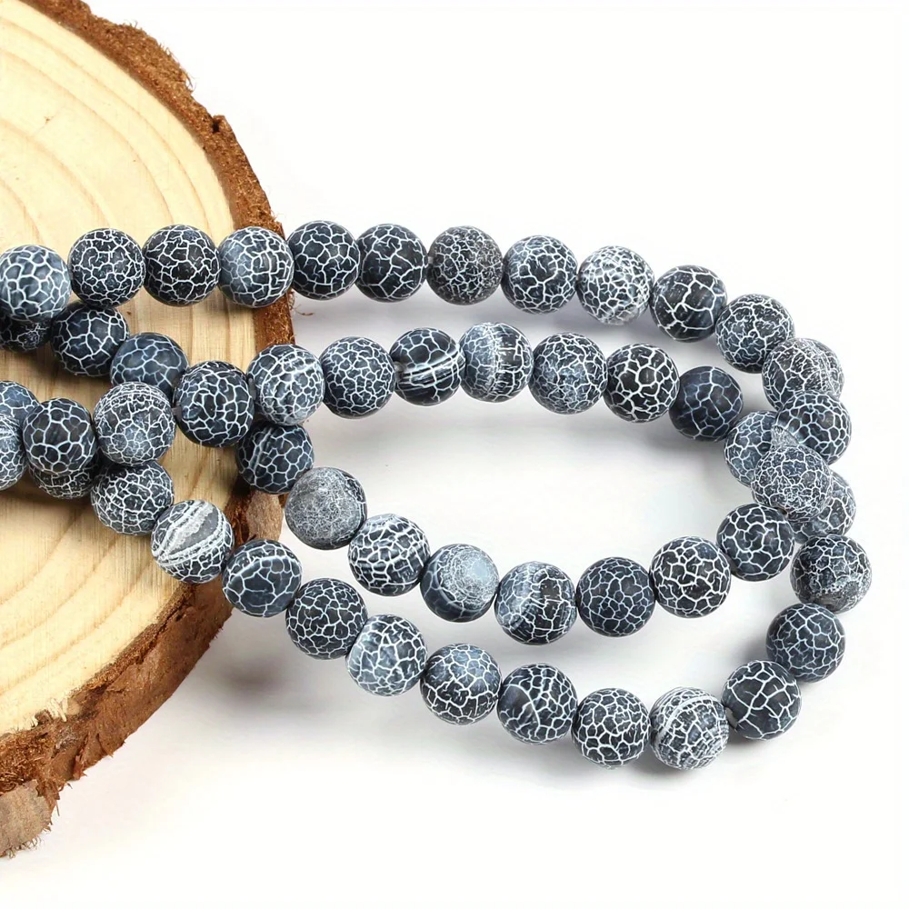 Black Round Weathered Agate Natural Stones Beads 4mm 6mm 8mm 10mm Loose Spacer Beads for Jewelry Making Diy Bracelet Accessories