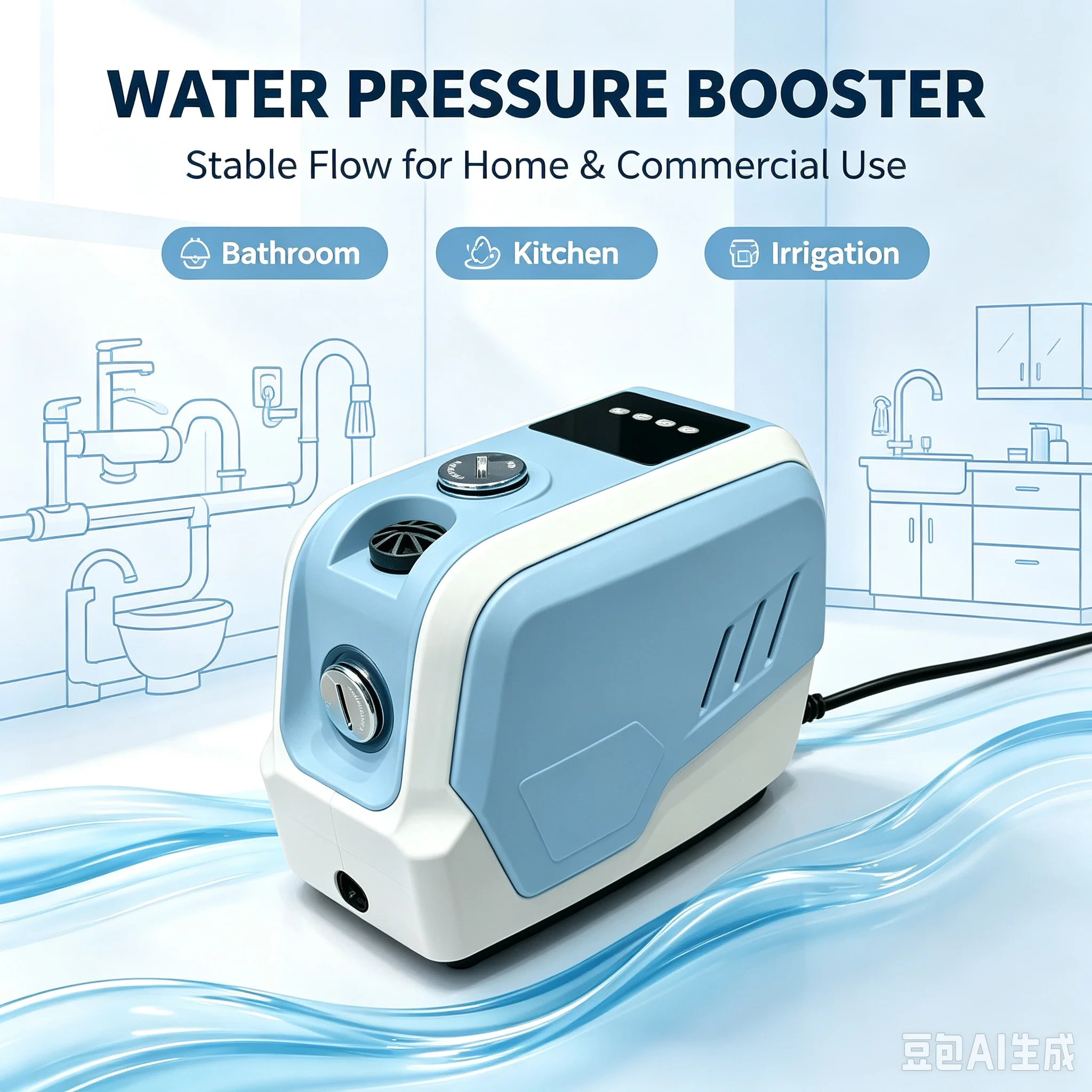 600W Compact Intelligent Permanent Magnet Variable Frequency Constant Pressure Booster Pump Self Priming Household Water Pump