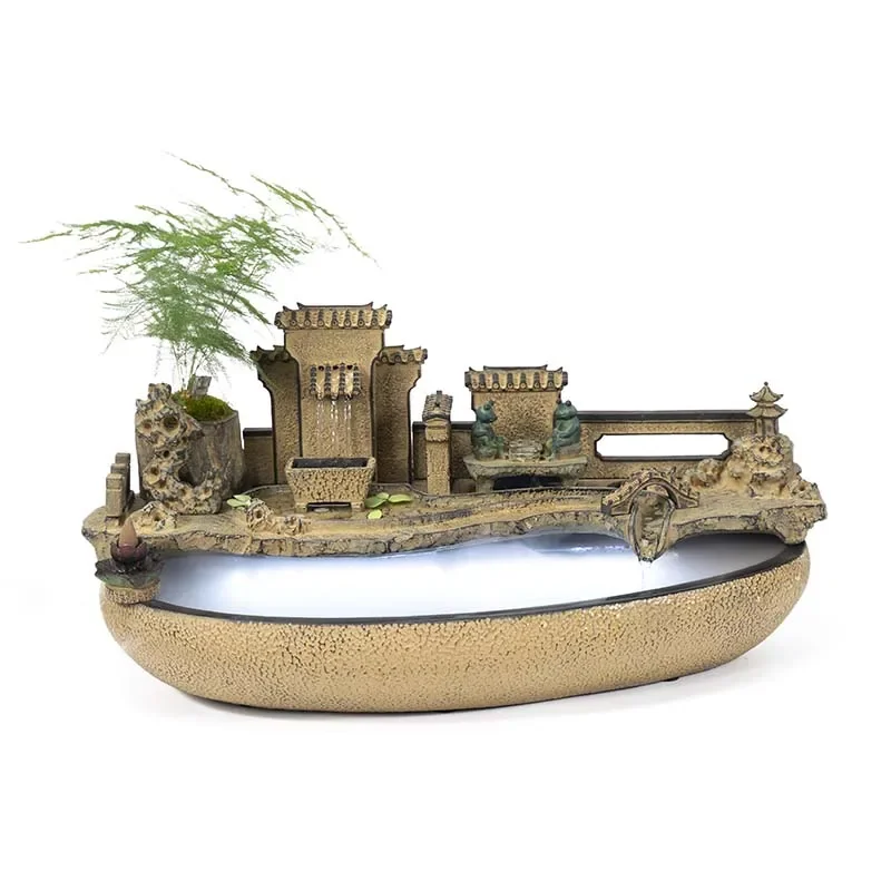 Chinese-style Zen rockery fish tank flowing water ornament, circulating water fish farming living room desktop fountain