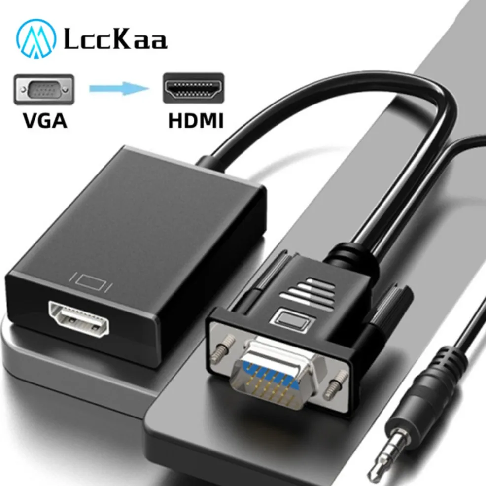 

VGA to HDMI Converter Adapter 1080P VGA Male to HDMI Female Adapter Cable With 3.5mm Audio Output for PC Laptop HDTV Projector