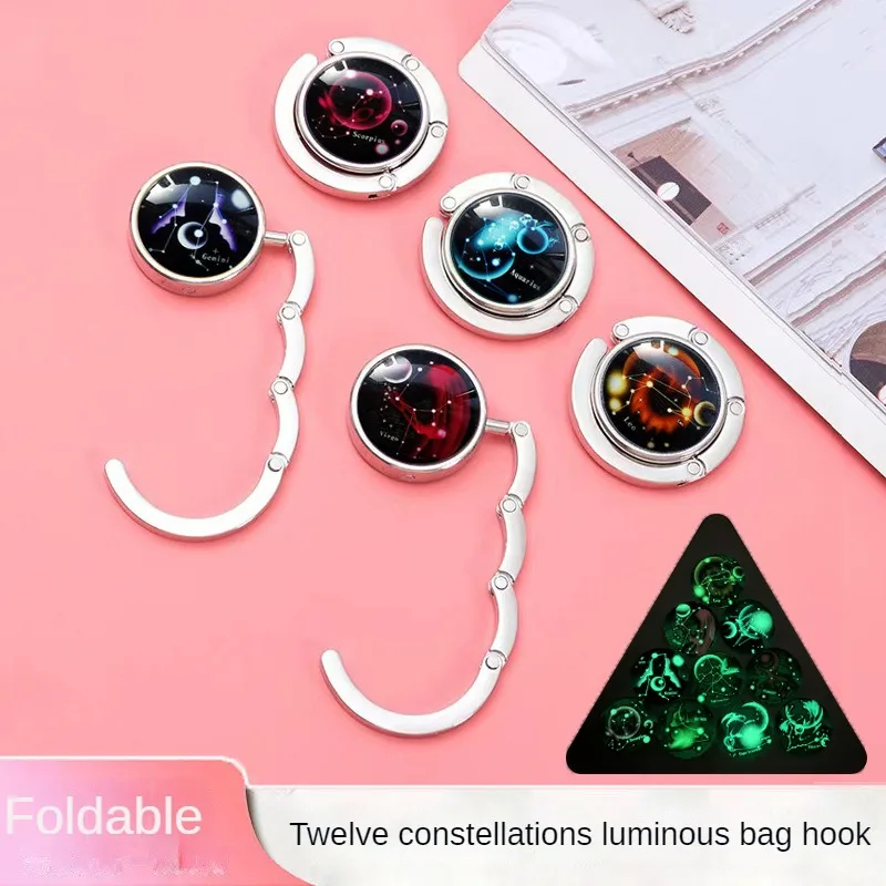 Luminous Twelve Constellations Hook Fashion Bag Holder Student Schoolbag Hanger Folding Bag Hooks Table Edge Storage Hanger