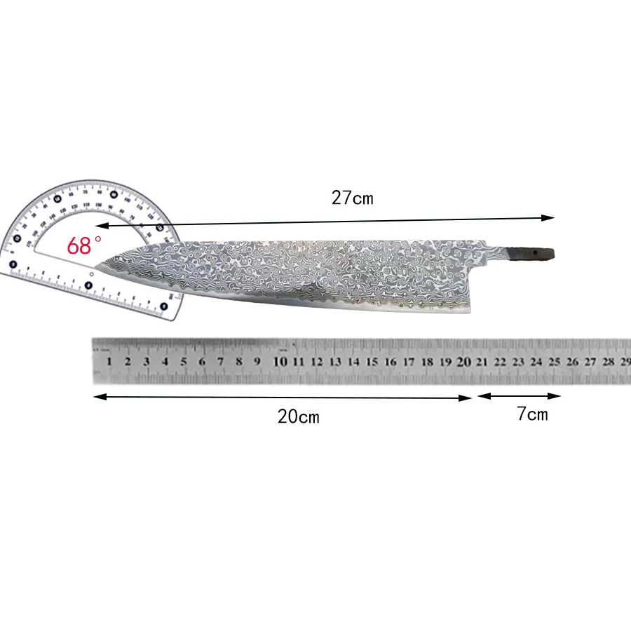 DIY Blade Knife Without Handle 67 Layer Damascus Steel Sharp Cleaver Sashimi Meat Slicing Vegetables Kitchen Knife Cooking Tools