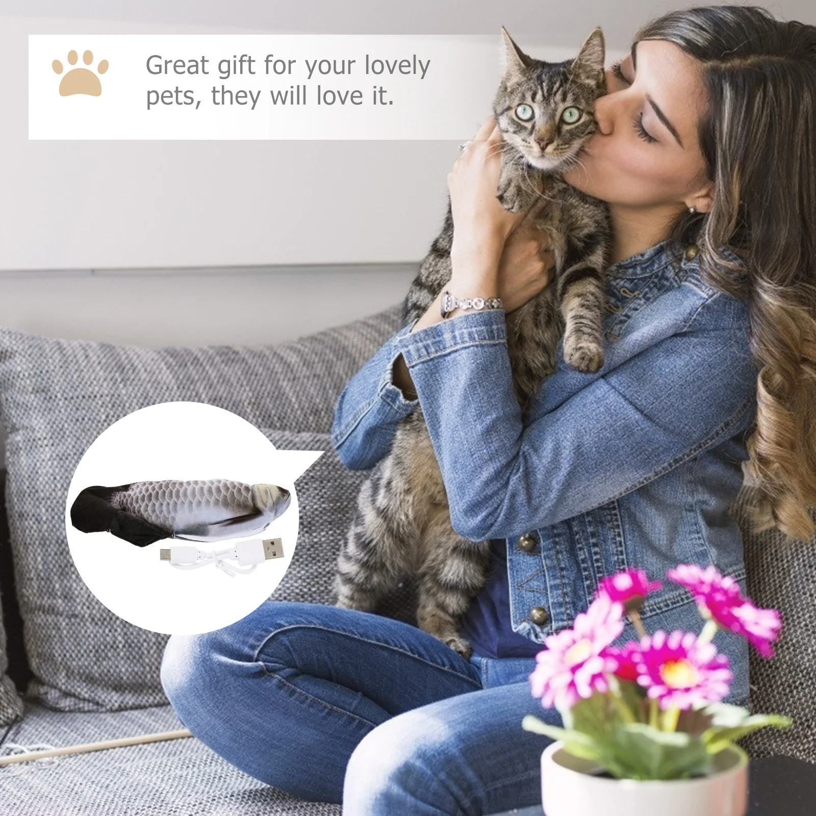 

1Pcs Electric Cat Fish Realistic Floppy Fish Interactive Moving Plaything Stimulates Cat Play Natural Hunting Instinct