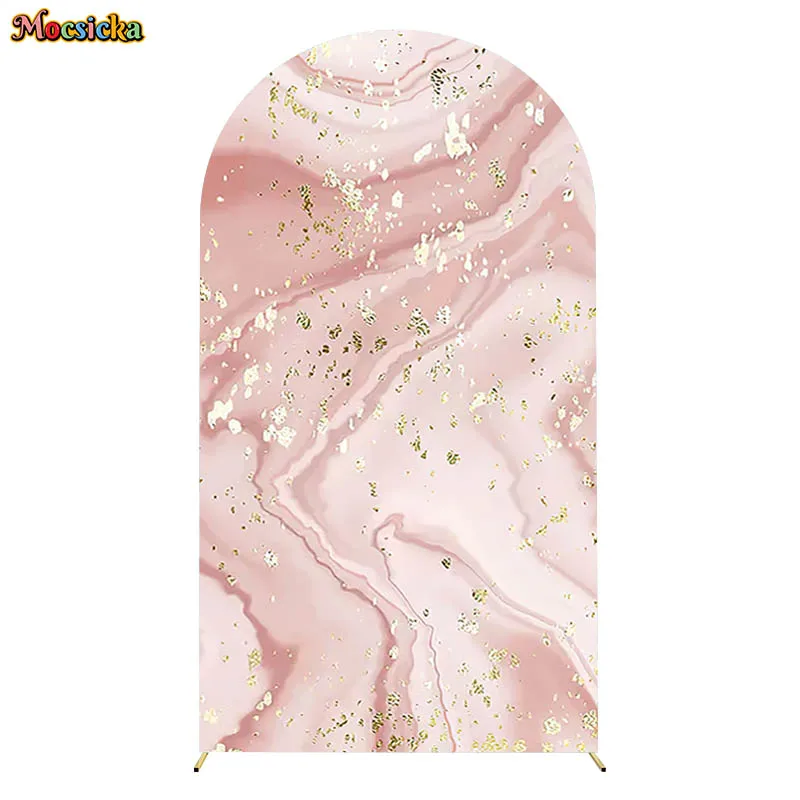 Happy Birthday Double-Sided Fitted Top Covers Marble Texture Butterfly Decorative Background Baby Shower Backdrops Photocall