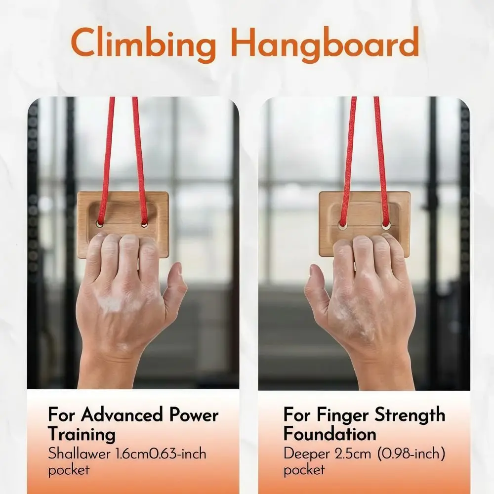 New Wooden Climbing Hangboard Dual Pocket Portable Grip Blocks Dual Depth Sturdy Finger Strength Trainer Power Forearm Training