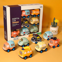 Children's Inertia Toy Car Montessori Boys' Mini Fire Engineering Vehicle Crash Resistance Pull Car Set 0-3rd Birthday Gift