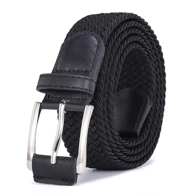 

110 120 130cm Leisure Breathable Unisex Belt Outdoor Nylon Canvas Retro Stretch Braided Spot Elastic Black Matching Denim Pants