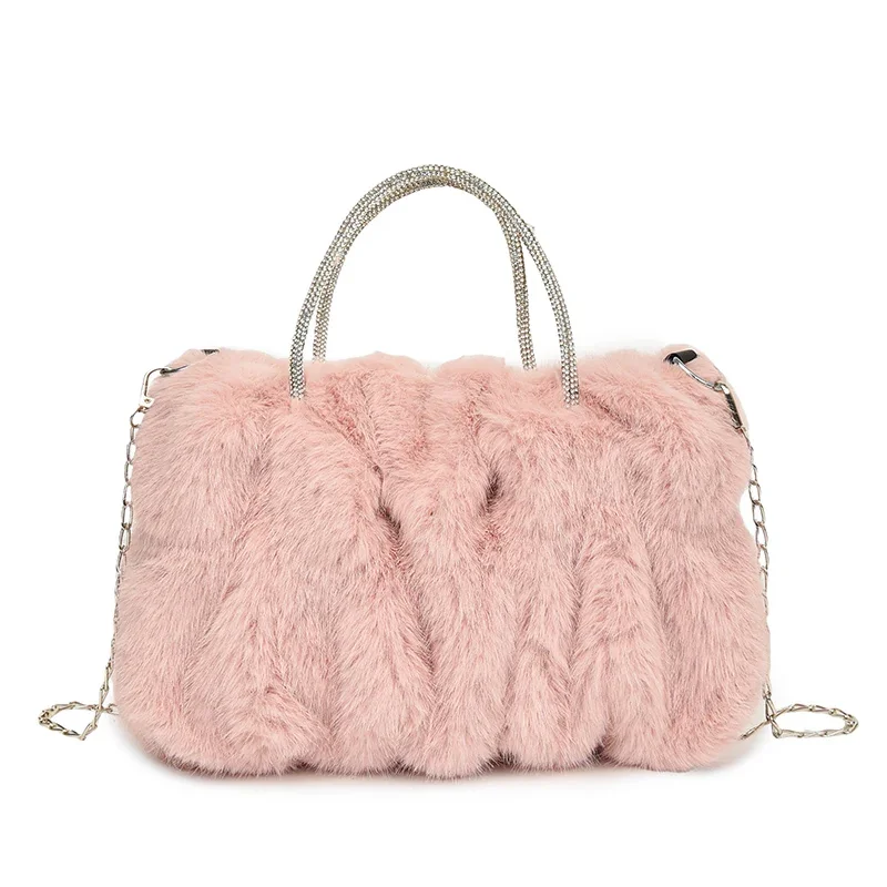 Borsa in velluto peluche per donna Autunno e inverno Versatile 2024 Nuova catena di moda Borsa a tracolla da lavoro portatile Sac Crossbody Femme