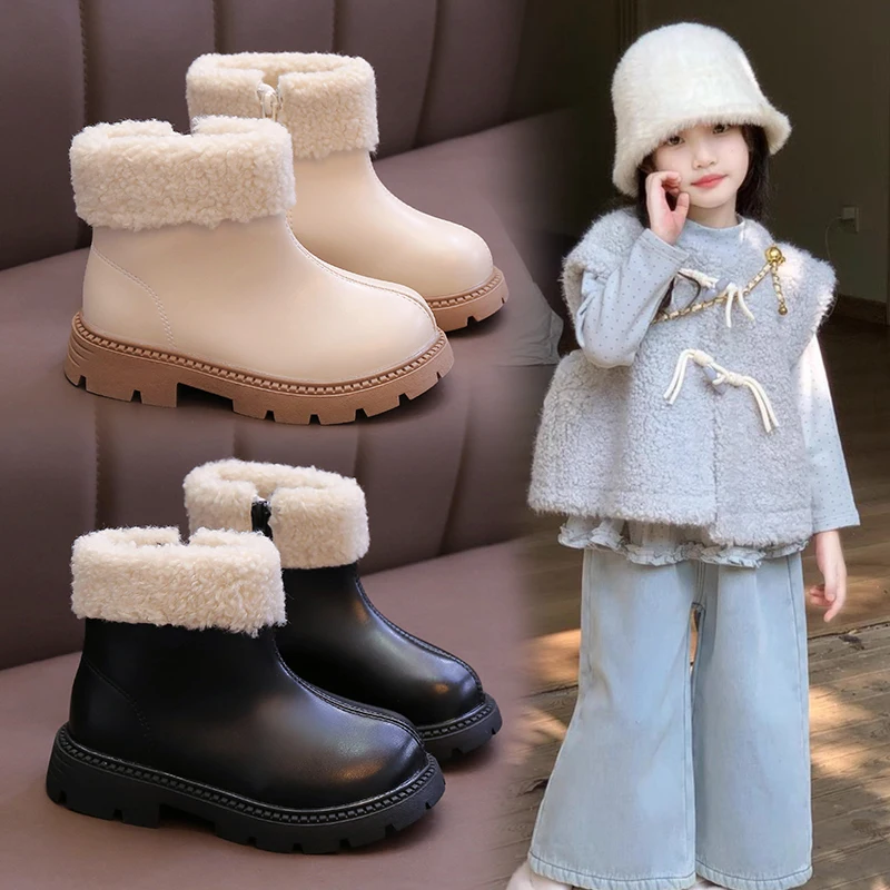 

High quality and comfortable Elegant Leather Boots for Girls Children Dress Shoes Winter Kids Walking Ankle Boots