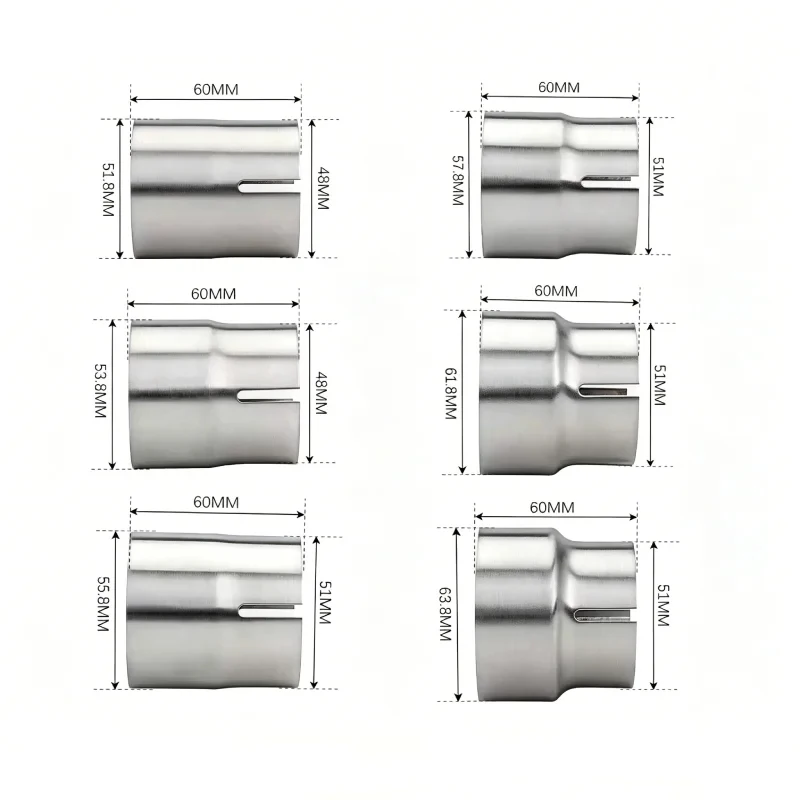 Universal Motorcycle Exhaust Pipe Reducer 51mm Converter Adapter 52 58 62 64mm Muffler Connector Clamp