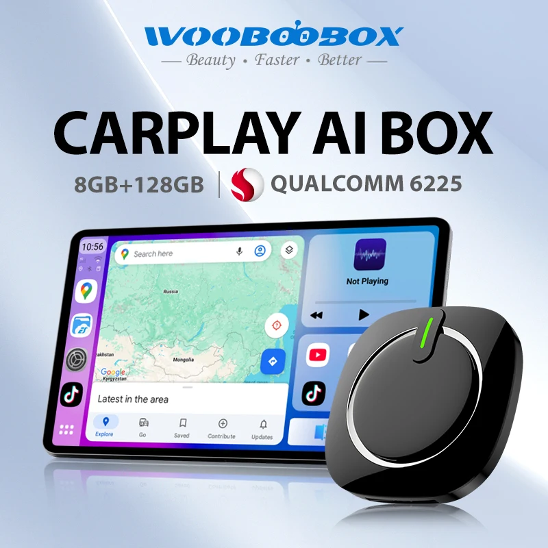 WOOBOOBX CarPlay Ai Box Android13 QCM6225 Built‑in Navigation, Video Playback & App Store For Benz VW Ford Toyota and other Car