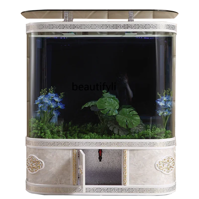 Fish Tank Aquarium European-Style Ecological Glass Large and Medium-Sized Household Wall-Mounted Change Water Lazy Fish Tank  H