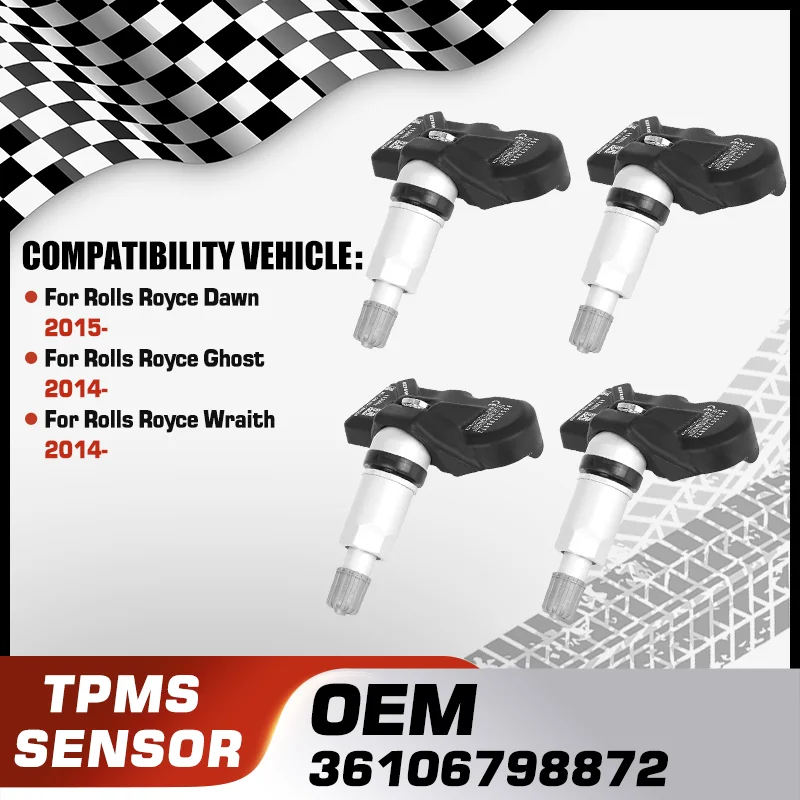 

1/4Pcs Car TPMS Tire Pressure Monitor Sensor System For Rolls Royce Dawn Rolls Royce Ghost Rolls Royce Wraith 36106798872 433MHz