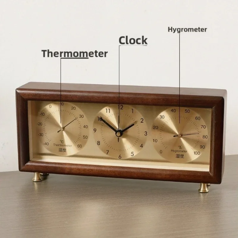 Multifunctional Desk Clocks Wooden Temperature Humidity Display Silent Table Clocks Office Study Room Desktop Clocks Home Decor