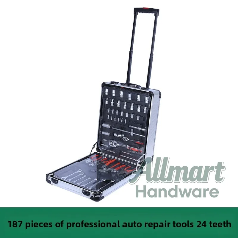 Professional 187 piece set of 72 tooth auto repair tool set, auto repair kit, socket wrench combination tool, repair tool