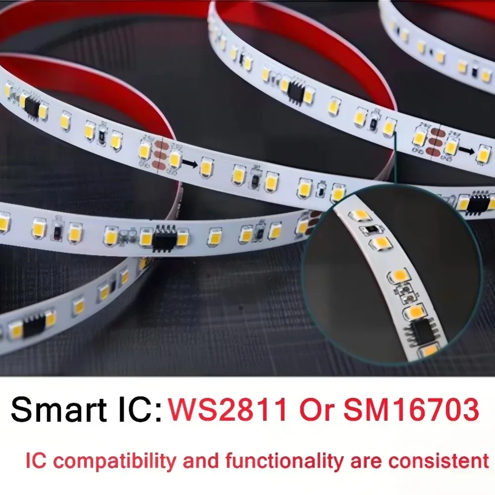 10-40M 12 Keys RF Remote Control WS2811 2835SMD DC24V  Running Water Flowing LED Ribbon 126Leds/M Flexible Strip Lamp Kit