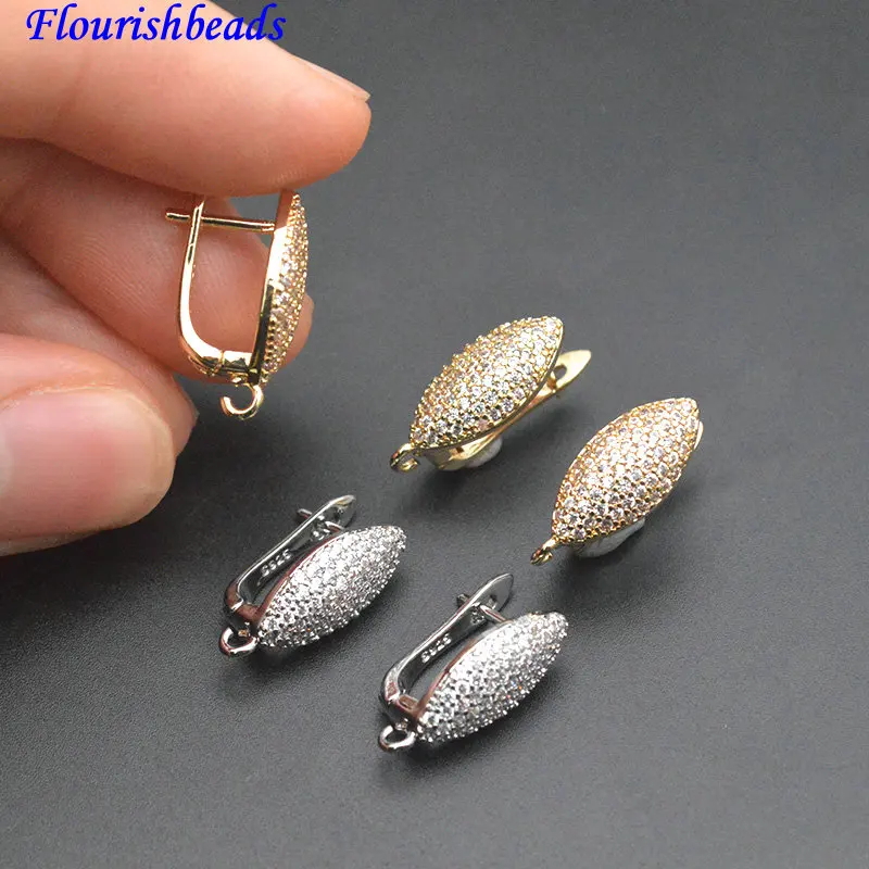 

30 шт., новый дизайн, металлические латунные серьги в форме глаза с цирконием, застежки-крючки, ювелирные изделия