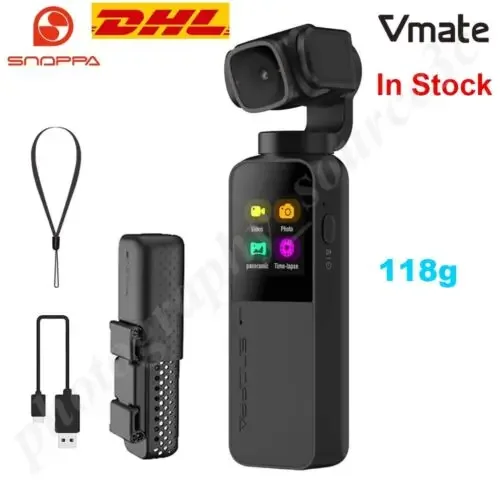 

Snoppa Vmate Palm Sized 6-Axis Handheld pocket Camera 4K Camera 118g Wifi Connection with Microphone 90 degree Rotating Lens