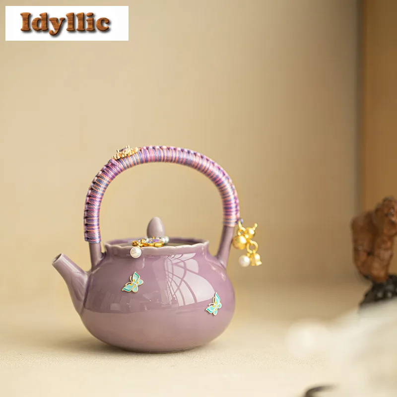 

160ml Handmade Silver Butterfly Teapot Handmade Tea Infuser Pot Tea Soaking Kettle With Ball Hole Tableware Supplies Craft Gift