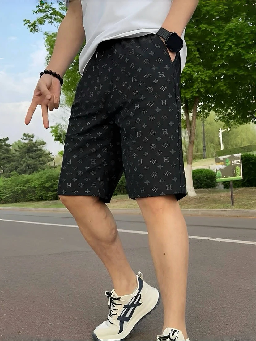 

Men's Summer Faionable Printed Comfortable ort Pants mid Waist Five Parts Qui Dry Casual Straight Leg Thin Sle orts