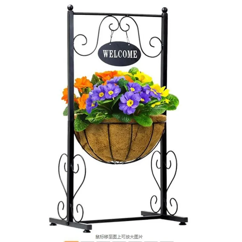 DSA floor-to-ceiling wrought iron hanging basket coconut palm flower stand outdoor courtyard welcome brand plant coconut palm