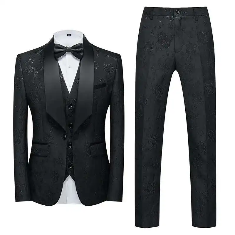 

Purple Mens Suit 3 Piece, Wedding Party Dress Jacket And Vest With Trousers, Asian Size M-6XL, 22 Colors Available,Men Slim Sets