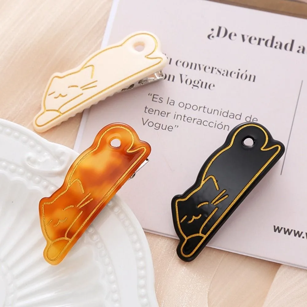 Cute Cat Acetic Acid Hair Clip For Women Girl Children Side Clip Bangs Clip Cat Hairpin Duckbill Clip Girls Hair Accessories