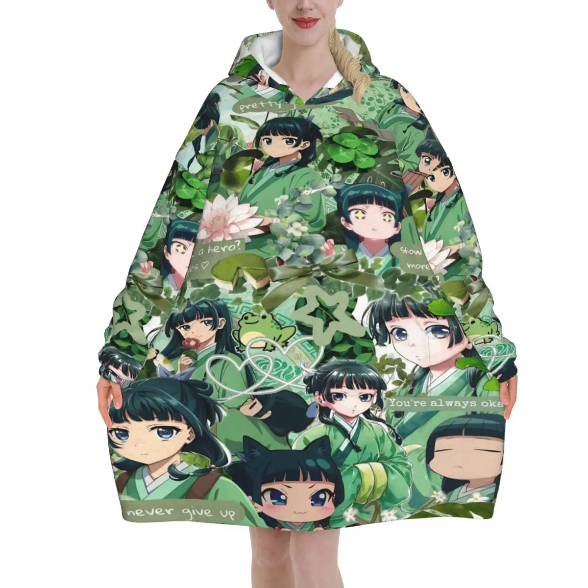 The Apothecary D-Diaries Maomao Wearable Blanket Hoodie for Women Men Oversized Sweatshirt Blanket with Pocket