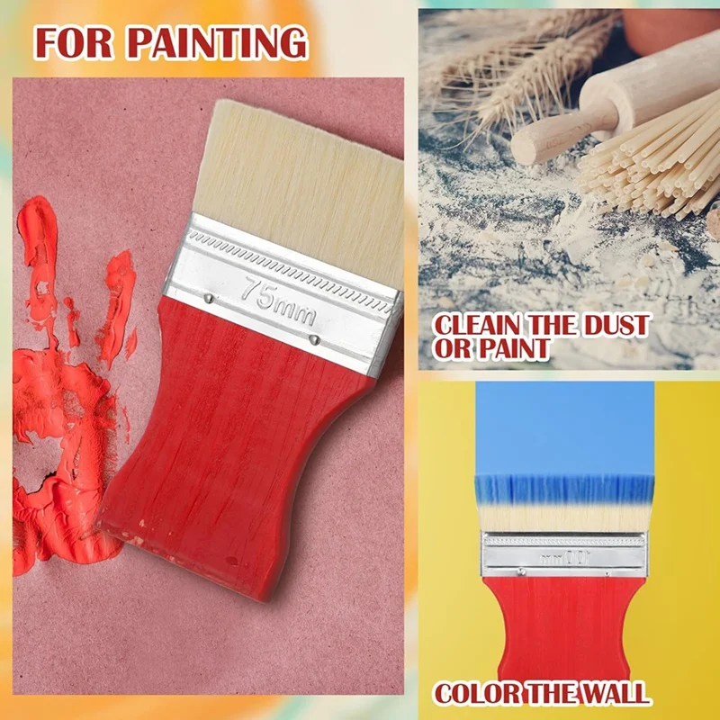 Top-12 Pieces Flat Paddle Paint Brush Set Bulk Watercolor Oil Painting Acrylic Varnish Paint Painter Artist