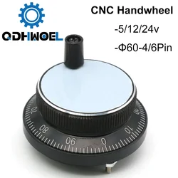 QDHWOEL CNC Pulser Handwheel 5V 6pin Pulse 100 Manual Pulse Generator Hand Wheel CNC Machine 60mm Rotary Encoder