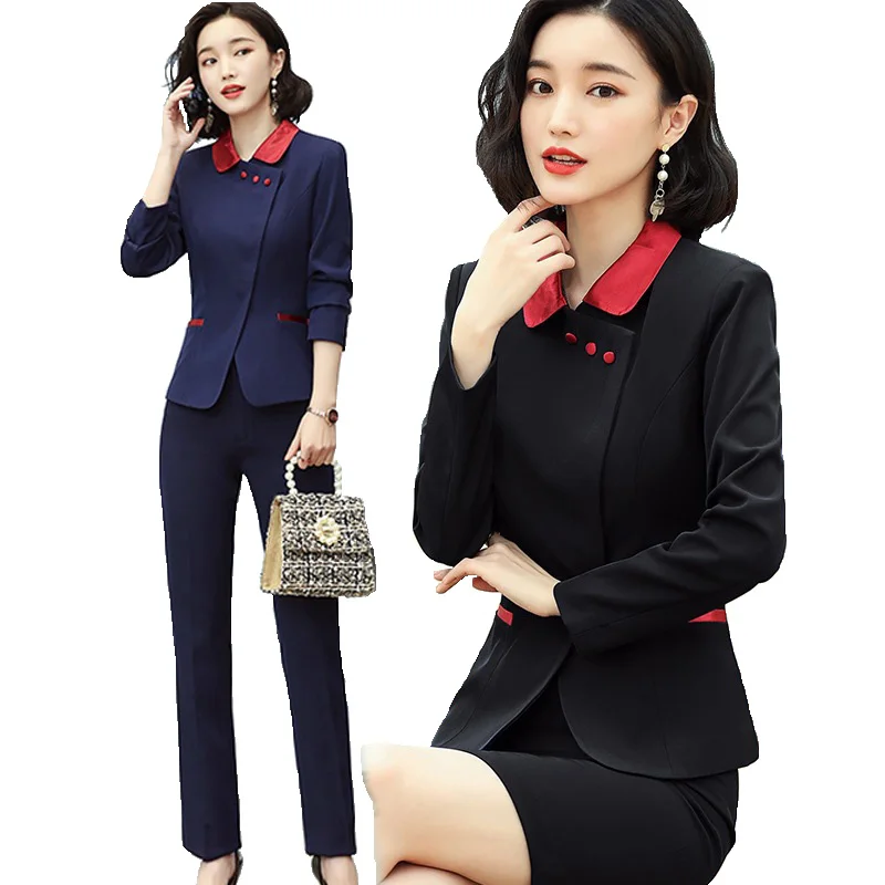 High End Professional Skirt Suits Women Temperament Spring Formal Slim Blazer And Pant Sets Office Ladies Business Work Wear