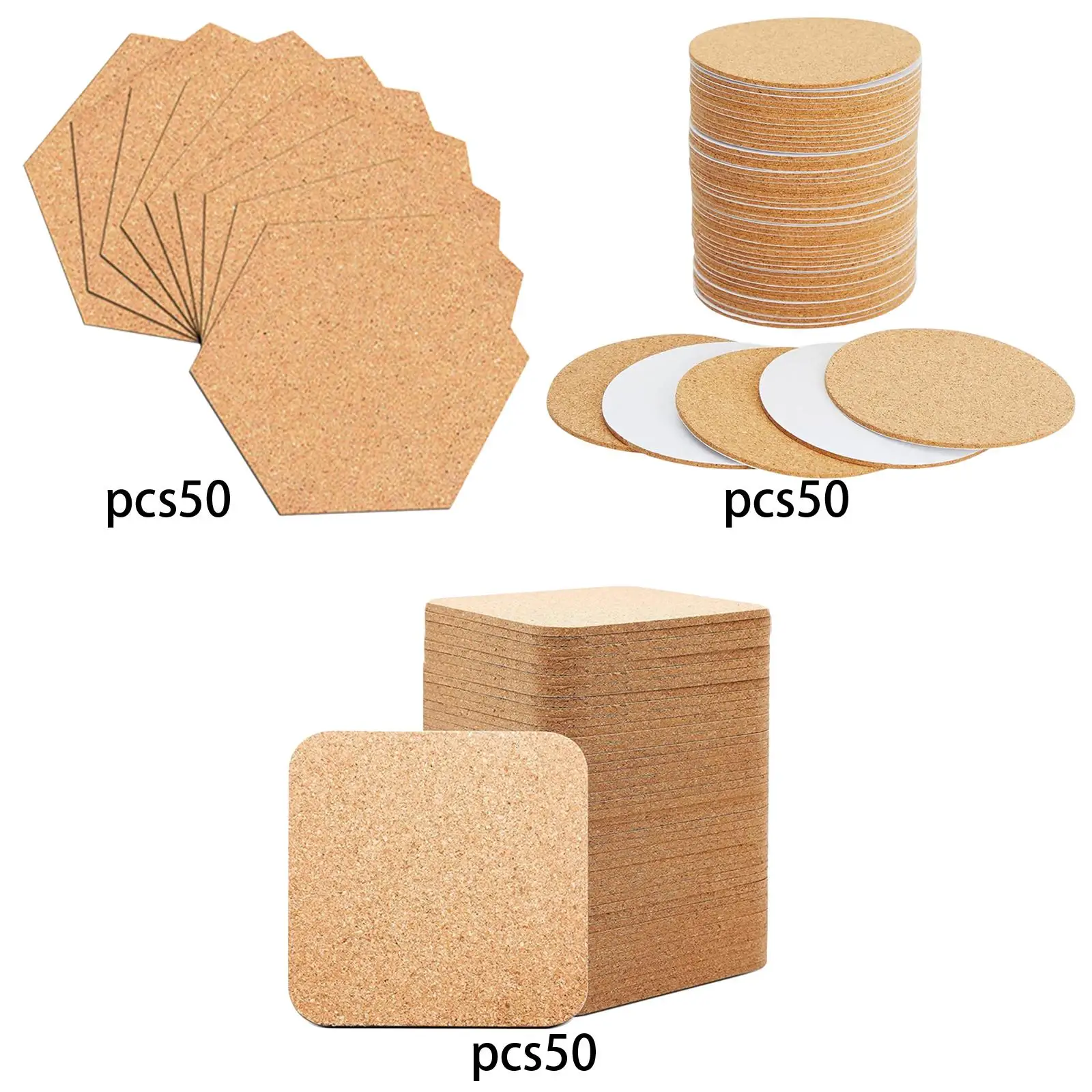 50Pcs Cork Boards, Cork Tiles for Wall Bulletin Boards, Corkboards Pin Boards for Walls Pictures Notes Memo Office Home