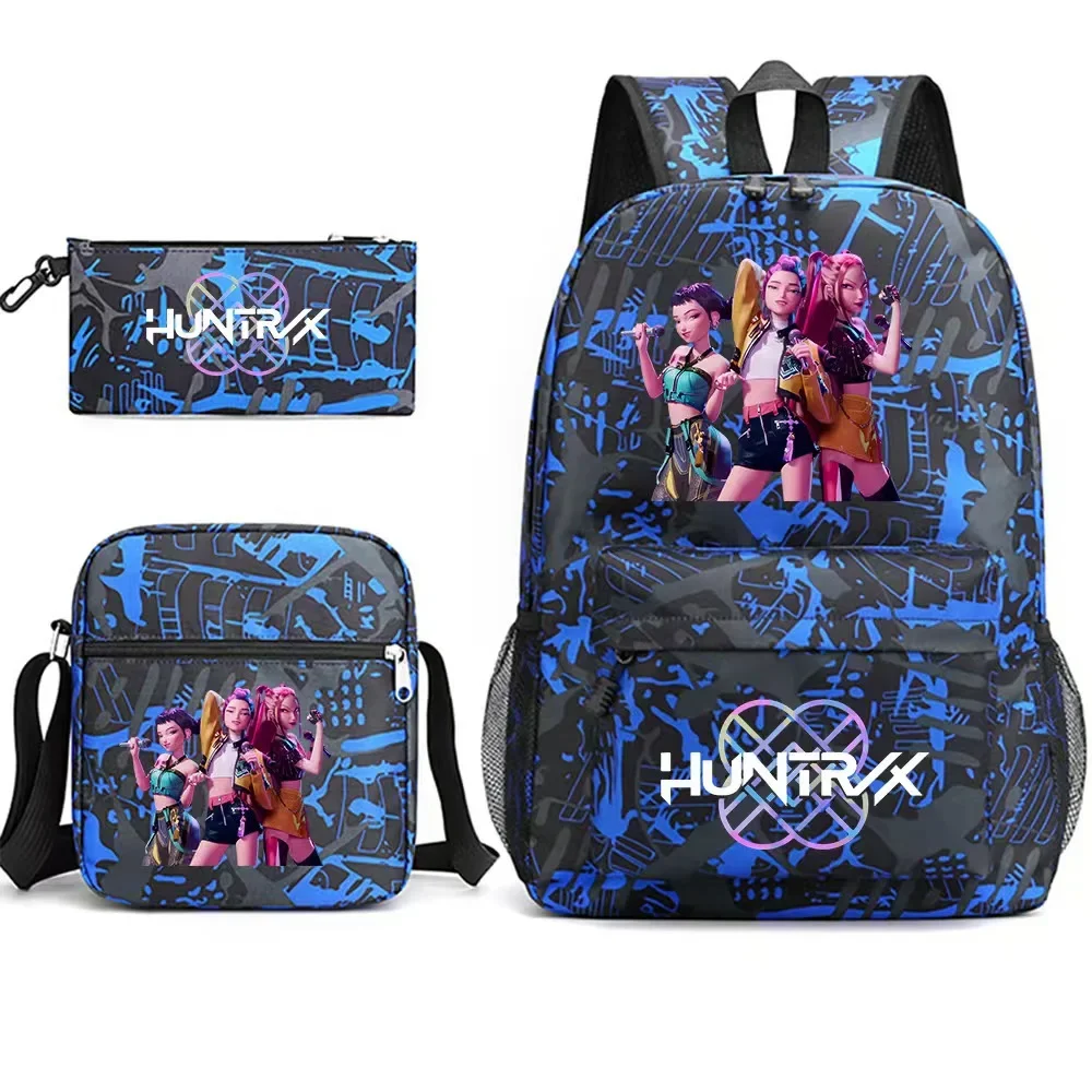 

K-pop Demon Hunters Backpack with Pencil Case Anime Cartoon Fashion Schoolbag Boys Girls Book Stationery Storage Backpacks Gifts