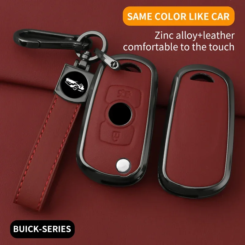 

Alloy Leather Car Flip Key Case Cover Shell Keychain For Buick VERANO ENCORE GX GL6 2018- 2020 For Opel Vauxhall Astra K Corsa E