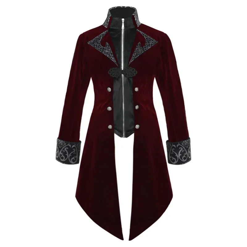 European And American Medieval Retro Mid-Length Punk Men's Tuxedo Coat