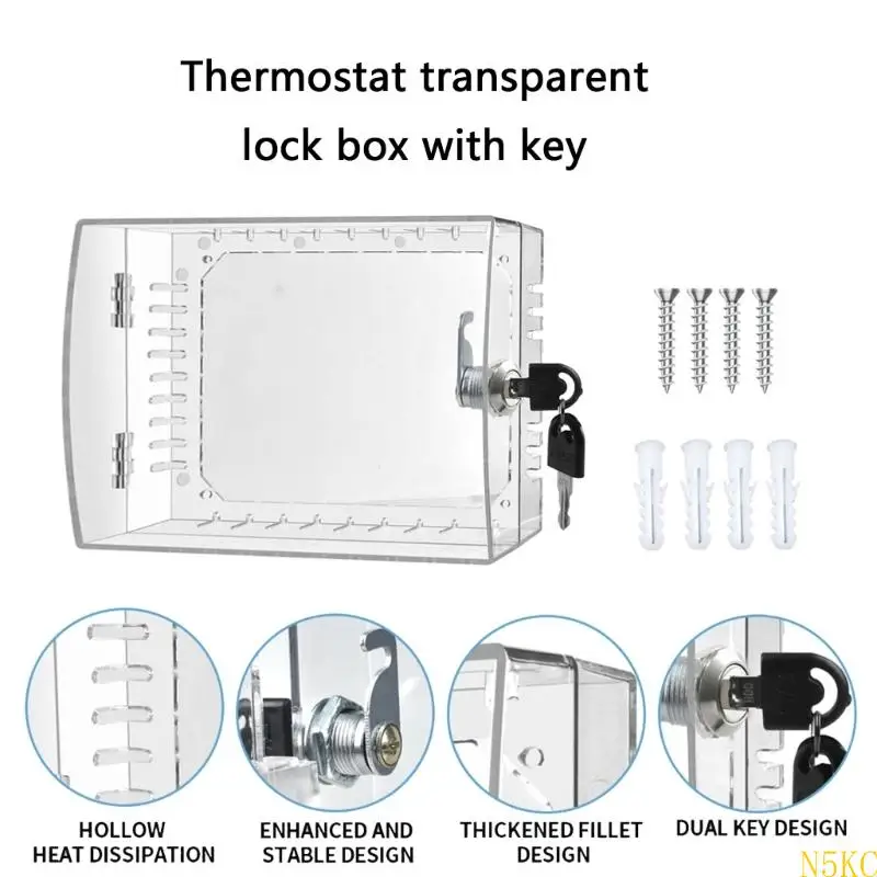N5KC Thermostat Lock Box with Key Clear Thermostat Cover Guard Protective Cover