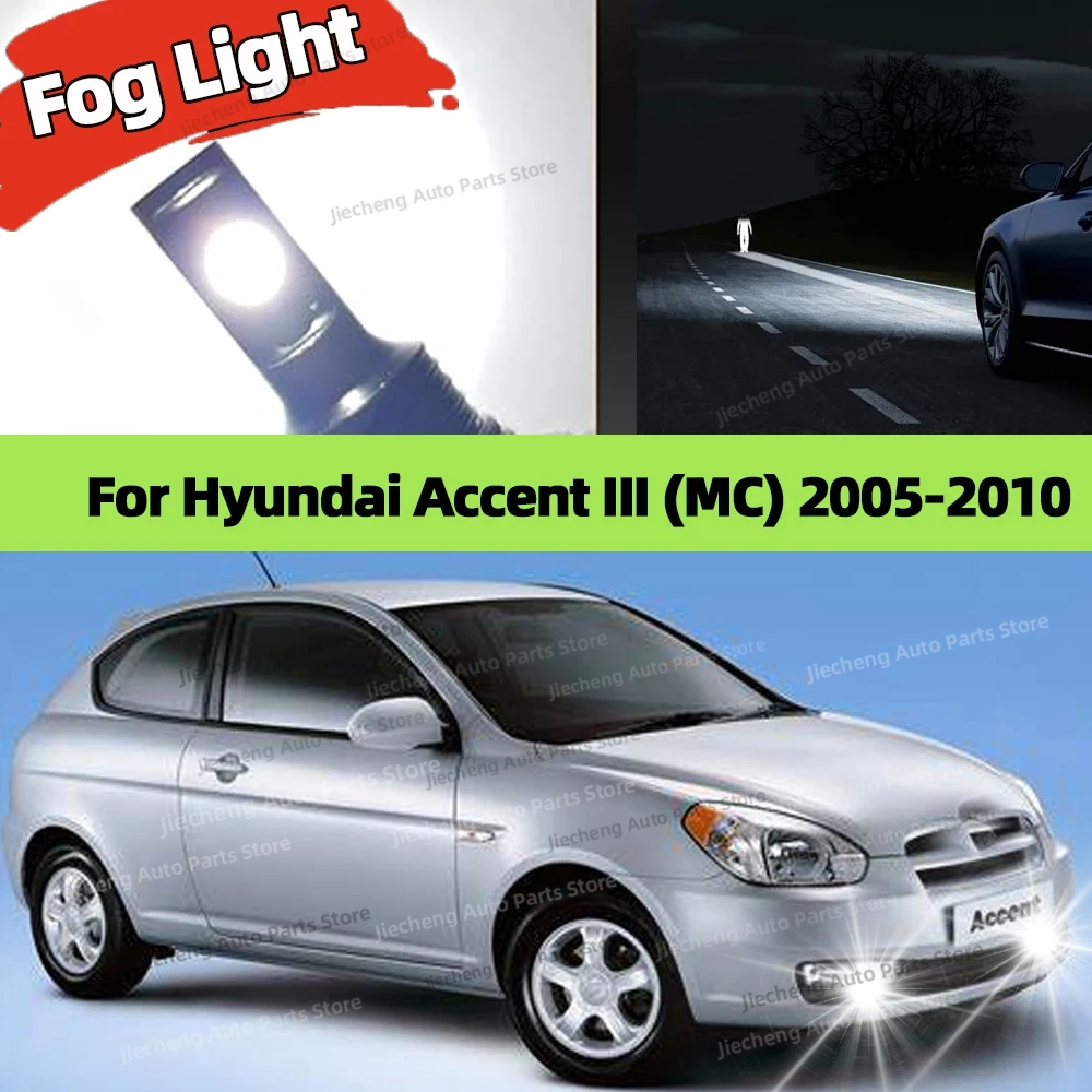 

2Pcs LED Fog Light Bulbs 25000LM Car Fog Lamp 880 Plug and Play For Hyundai Accent III MC 2005 2006 2007 2008 2009 2010