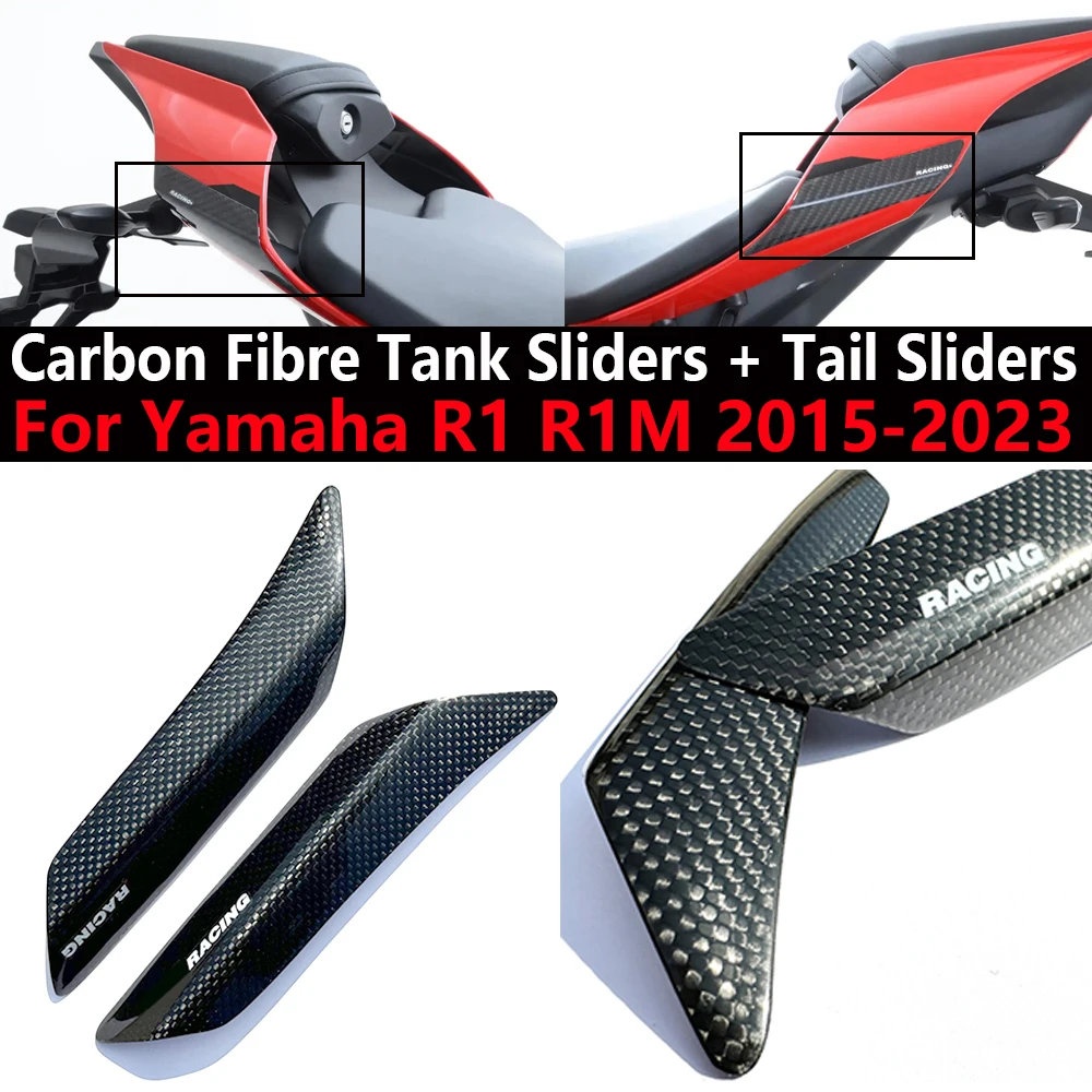 

For Yamaha YZF-R1 R1 R1M 2015-2023 Carbon Fibre Side Fuel Tank Cover Slide Protector Tail Decorative Cover Motorcycle Accessorie