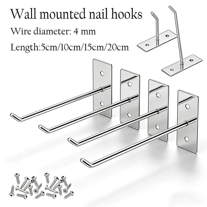 5-50pcs Hole Board Hook Steel Oblique Hanger Hardware Tool Hammer Pliers Wall Mount Storage Rack Garage