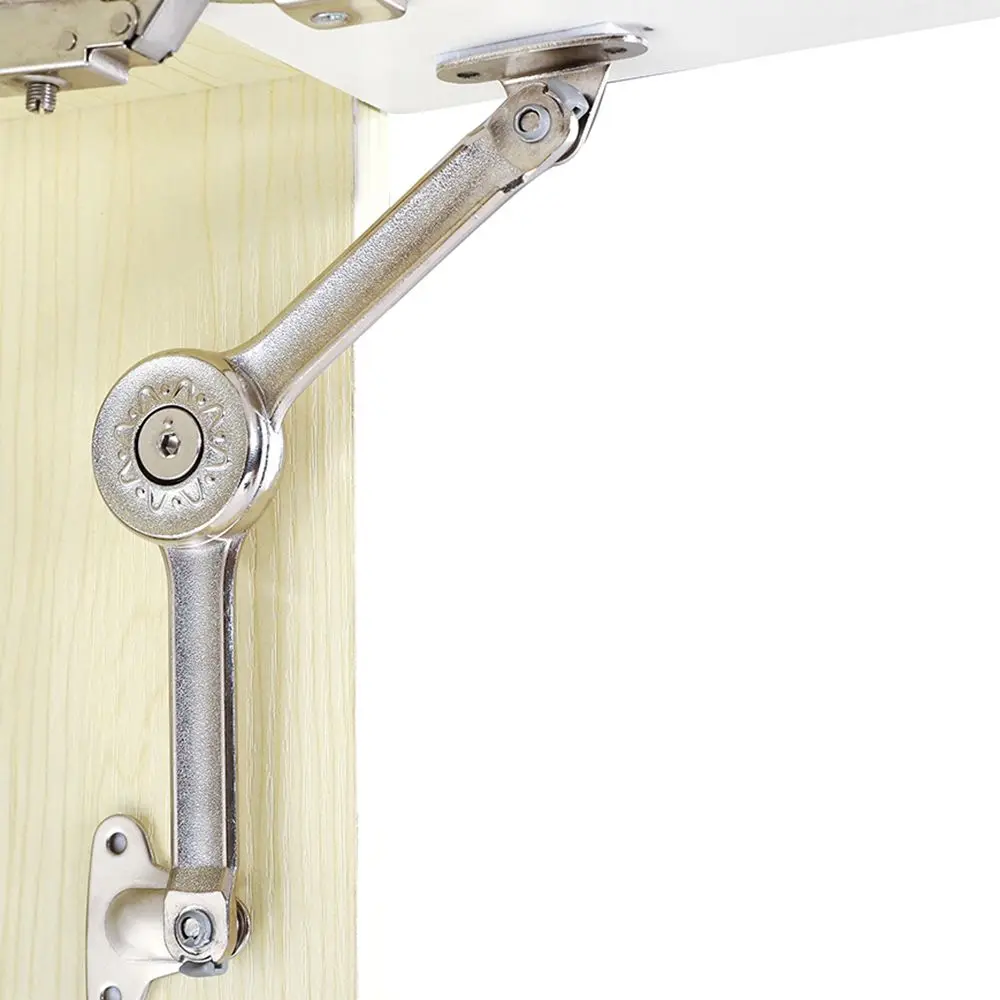 Satin Nickel Finish Lid Support Hinge Soft Close Mechanism Adjustable Strength Folding Lid Stay Randomly Stop Function