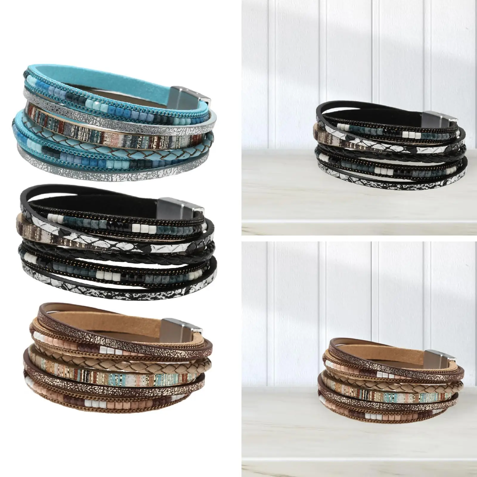 

Wrap Bracelet Boho Decoration Creative Bohemian Jewelry Gift Handwoven Multi Layer Elegant Wristband Women Layered Bracelet