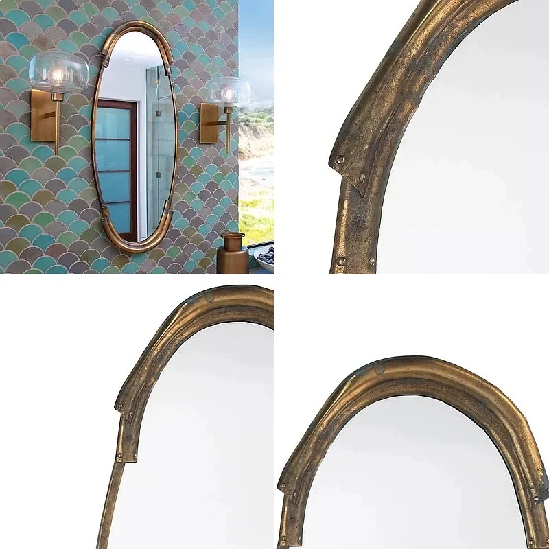 BJ Nordic Irregular Rhinestone Glowing Makeup Mirror, Bathroom Dressing Mirror, Handmade Friend Gift