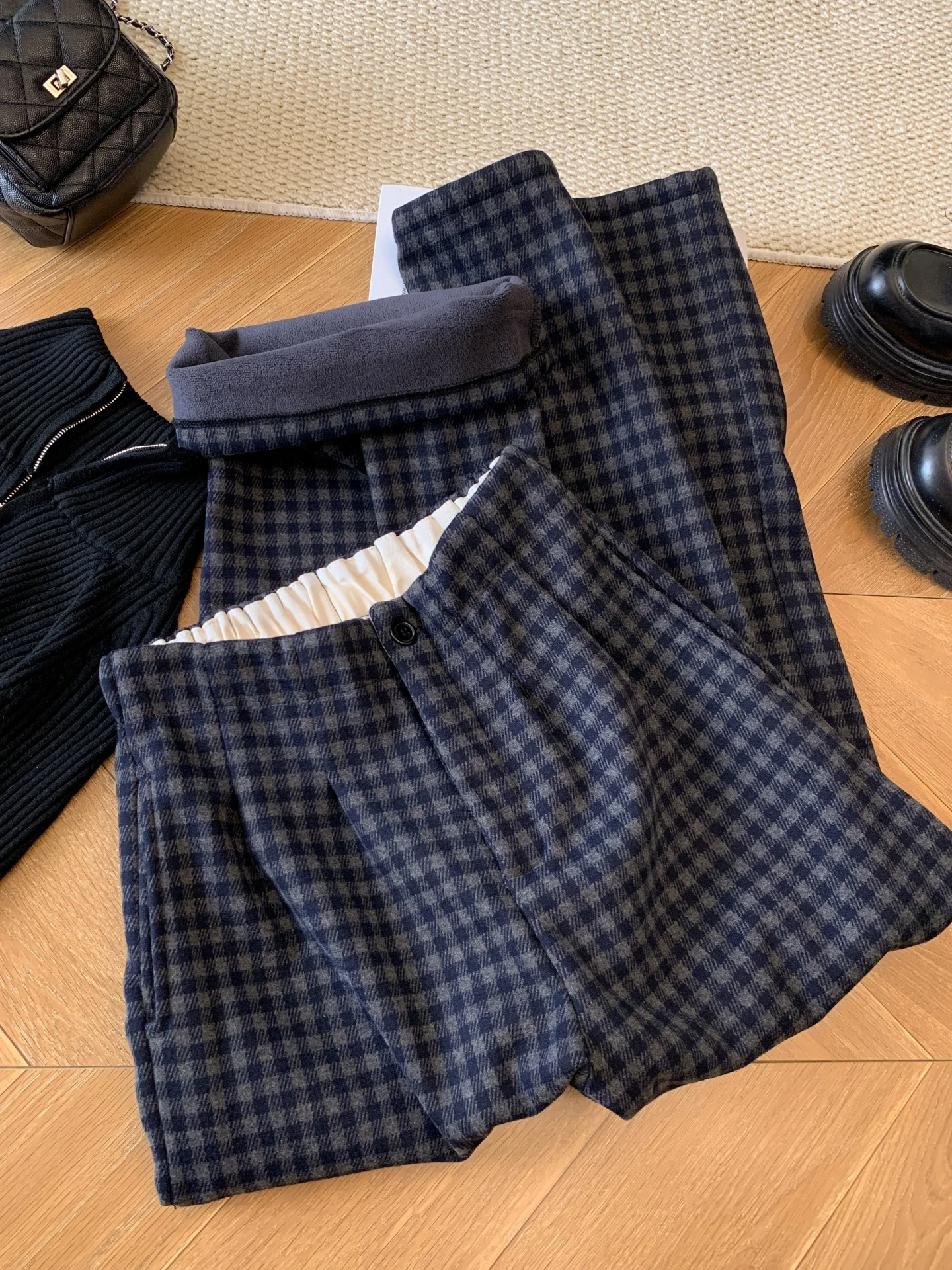 

Утепленные широкие брюки Thiened Fce для женщин, зимние, с высокой талией, свободного кроя, удобные, в стиле кэжуал, для дам