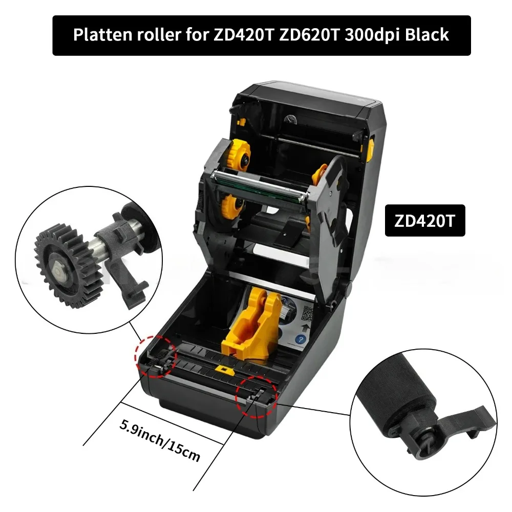 ✅ Brand New P1080383-222 Rubber Platen Roller for Zebra ZD420T ZD620T Thermal Printer 203dpi 300dpi✅ - Image 2