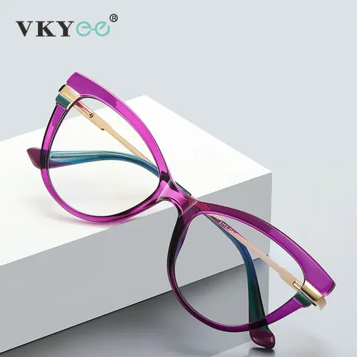 Imagen 1 del producto Vickywomen-gafas graduadas con forma de ojo de gato para mujer, lentes ópticas con bloqueo de luz azul, para lectura de hipermetropía y miopía, PFD2113