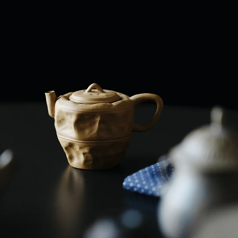 Lizuo Fully Handmade Japanese Style With Filter Ball Empty Bubble Teapot Yellow Section Purple Clay Kung Fu Teapot
