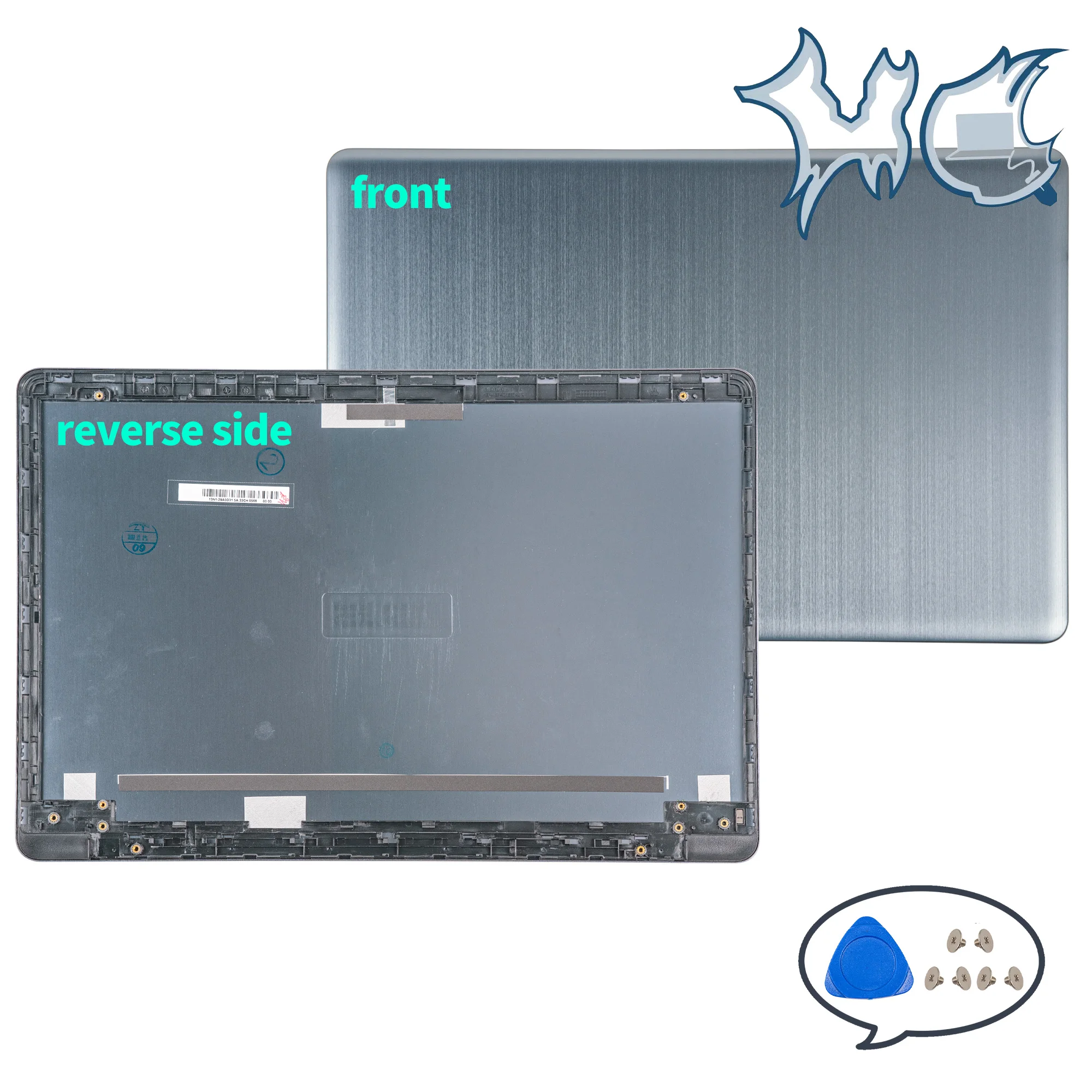 Imagem -02 - Metal para Asus N580 N580g X580v N580v N580vd X580ve X580vd N580ve Lcd Capa Traseira Moldura Dobradiças Substituição 15.6 Polegada Peças de