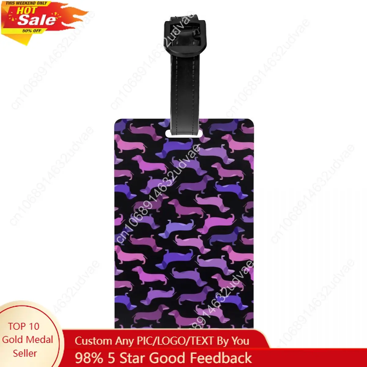 

Custom Cute Dachshund Sausage Dog Luggage Tag With Name Card Puppy Animal Privacy Cover ID Label for Travel Bag Suitcase